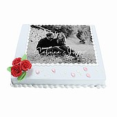 Fototorte Marzipan mit Blumen eckig